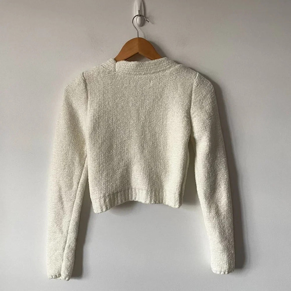 Urban Outfitters UO Soft Chenille Cropped Button Front Cardigan White Size Small - Picture 7 of 9